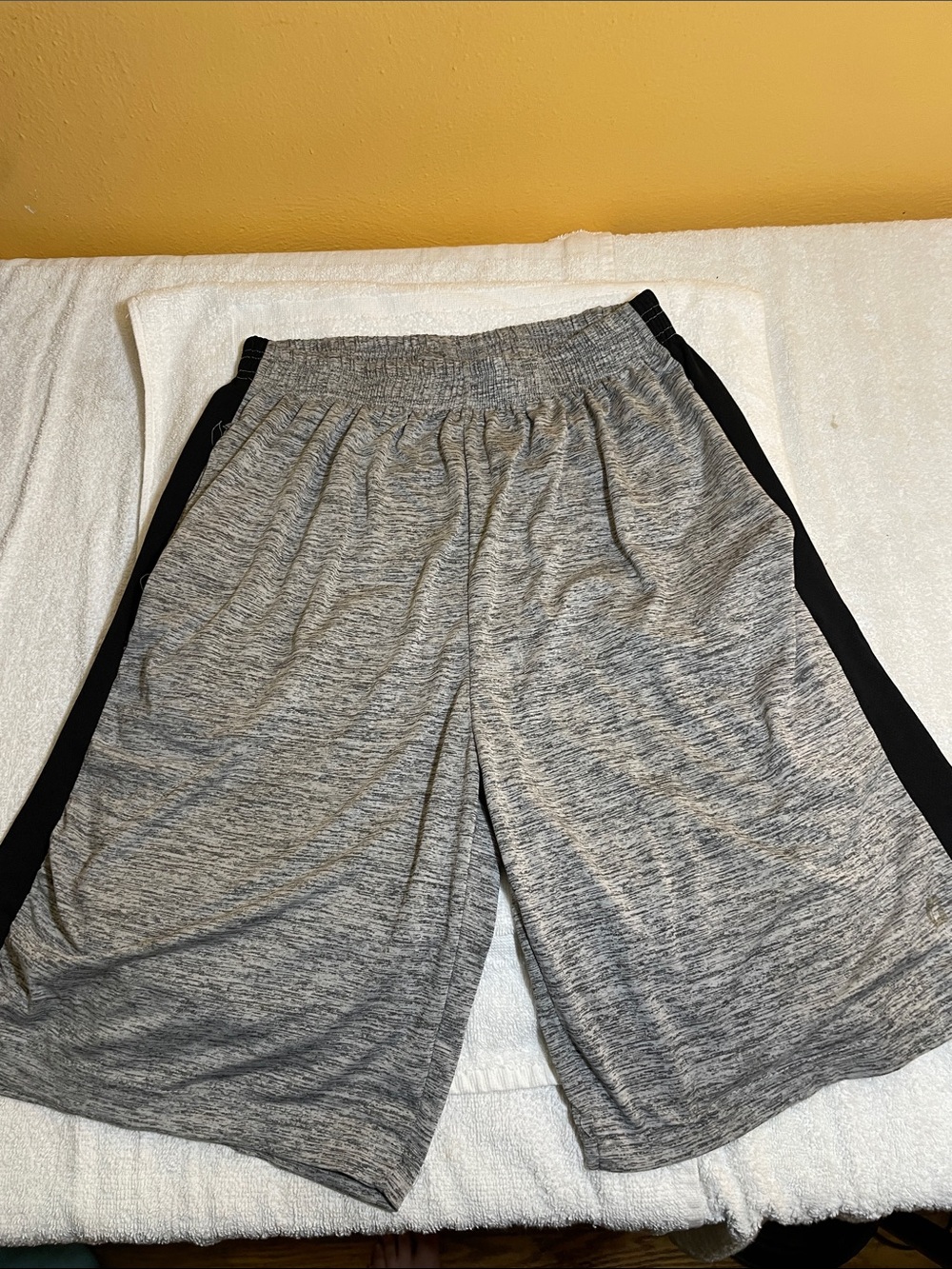 Cougar Men's Heather Gray Athletic Shorts with Black Side Panels